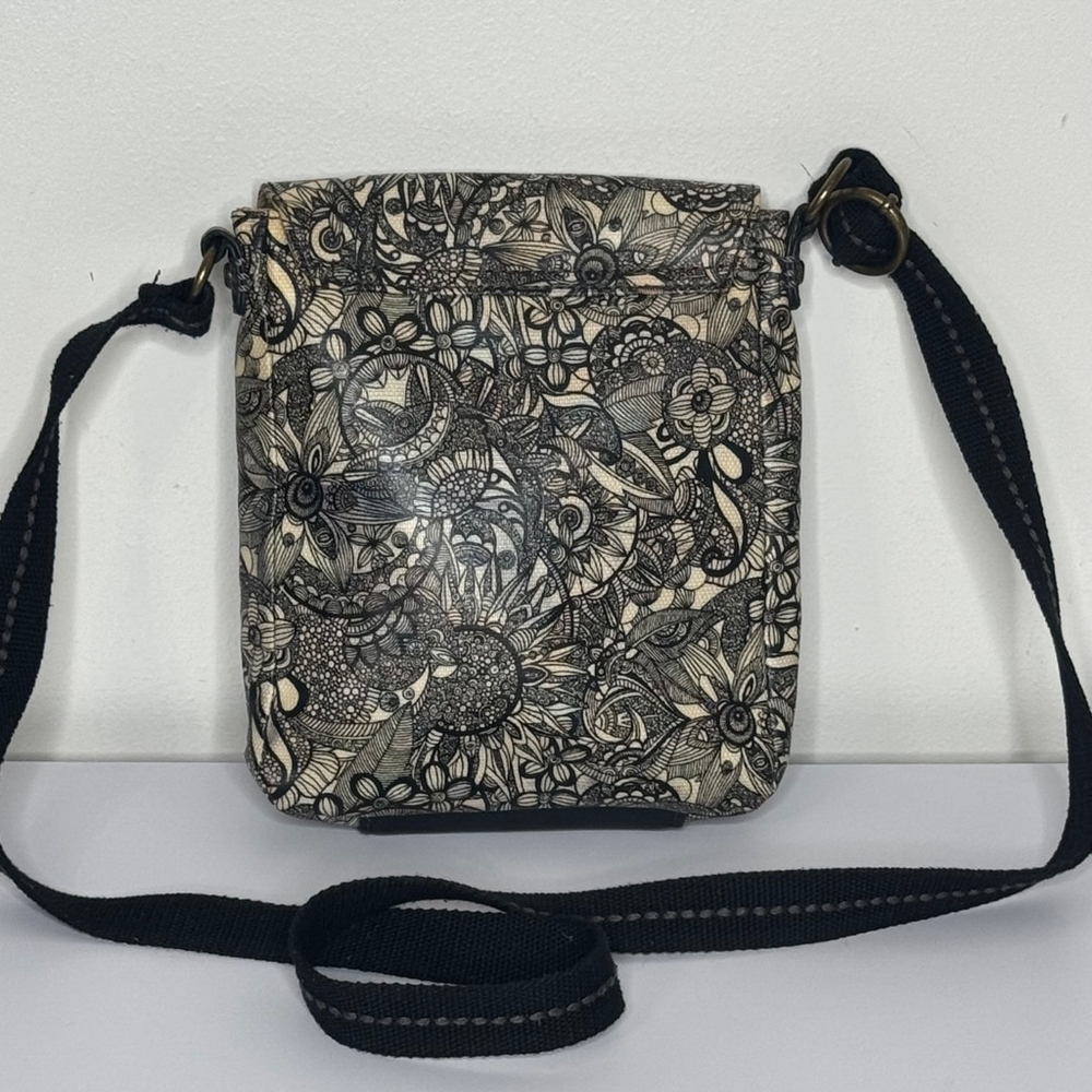 Sakroots Crossbody Black Spirit Lace Canvas Coated Bag Purse - Picture 4 of 11